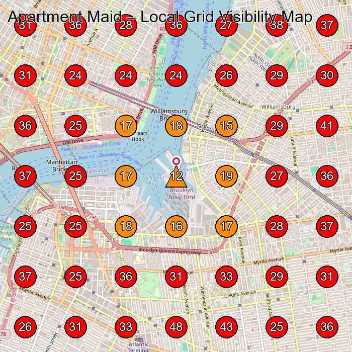 Apartment Maid GeoGrid visibility map for House Cleaning Service in None
